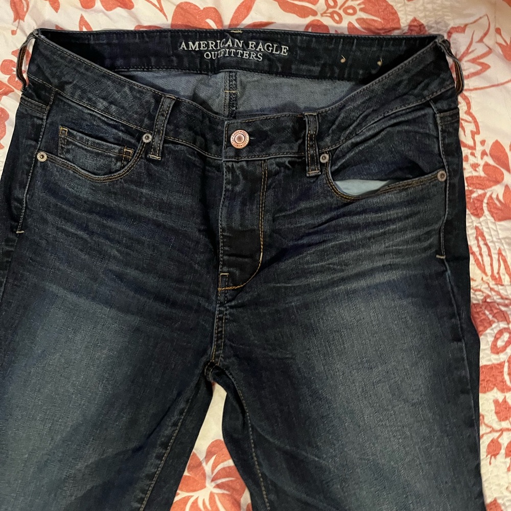NWOT American Eagle jeans, super skinny, stretch, dark denim size 14 long